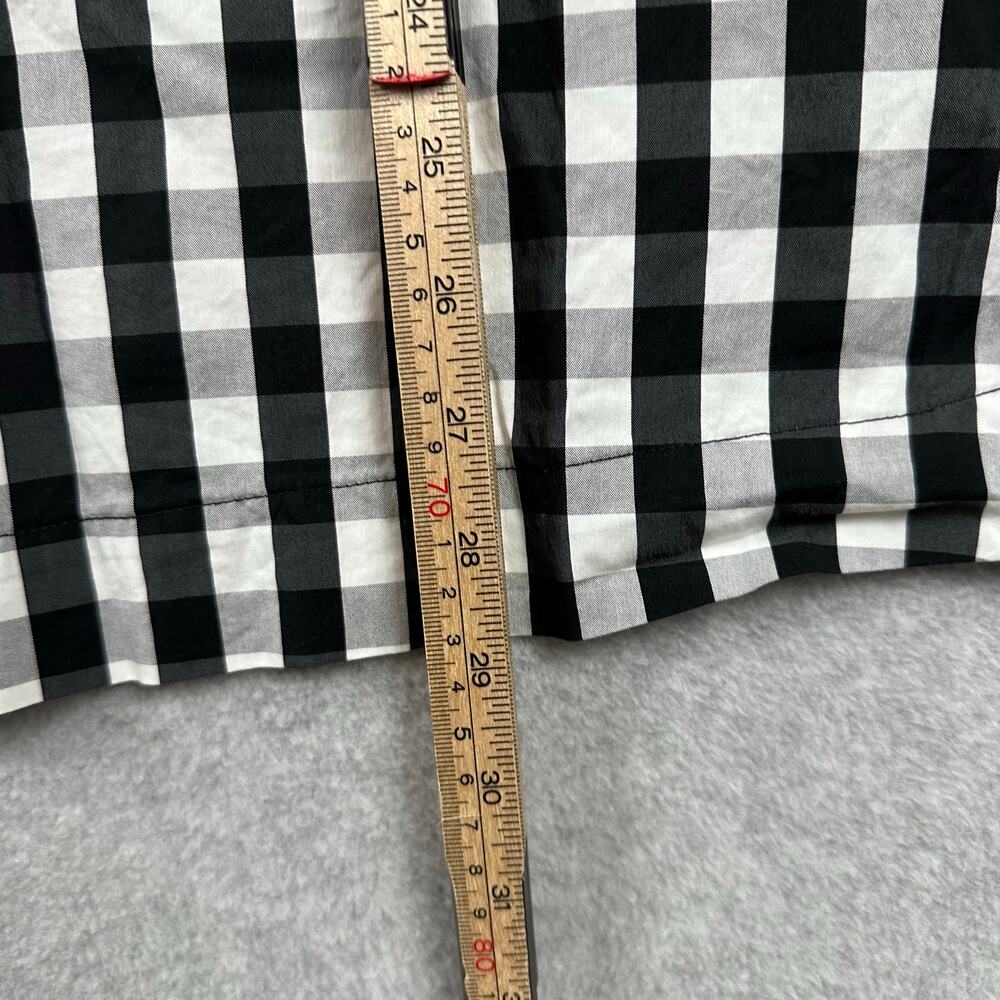 Chico's Poplin Blouse Size 4 (20/22) Black White Gingham Puff Sleeve Workwear - Picture 10 of 11
